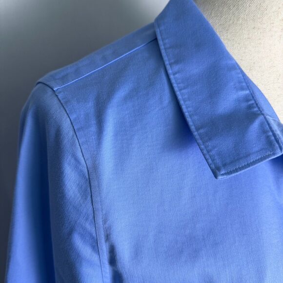 Chico's No Iron Chic Stretch Sz 3 (16) Blue Collared Tunic Large Pearl Buttons - Picture 5 of 12